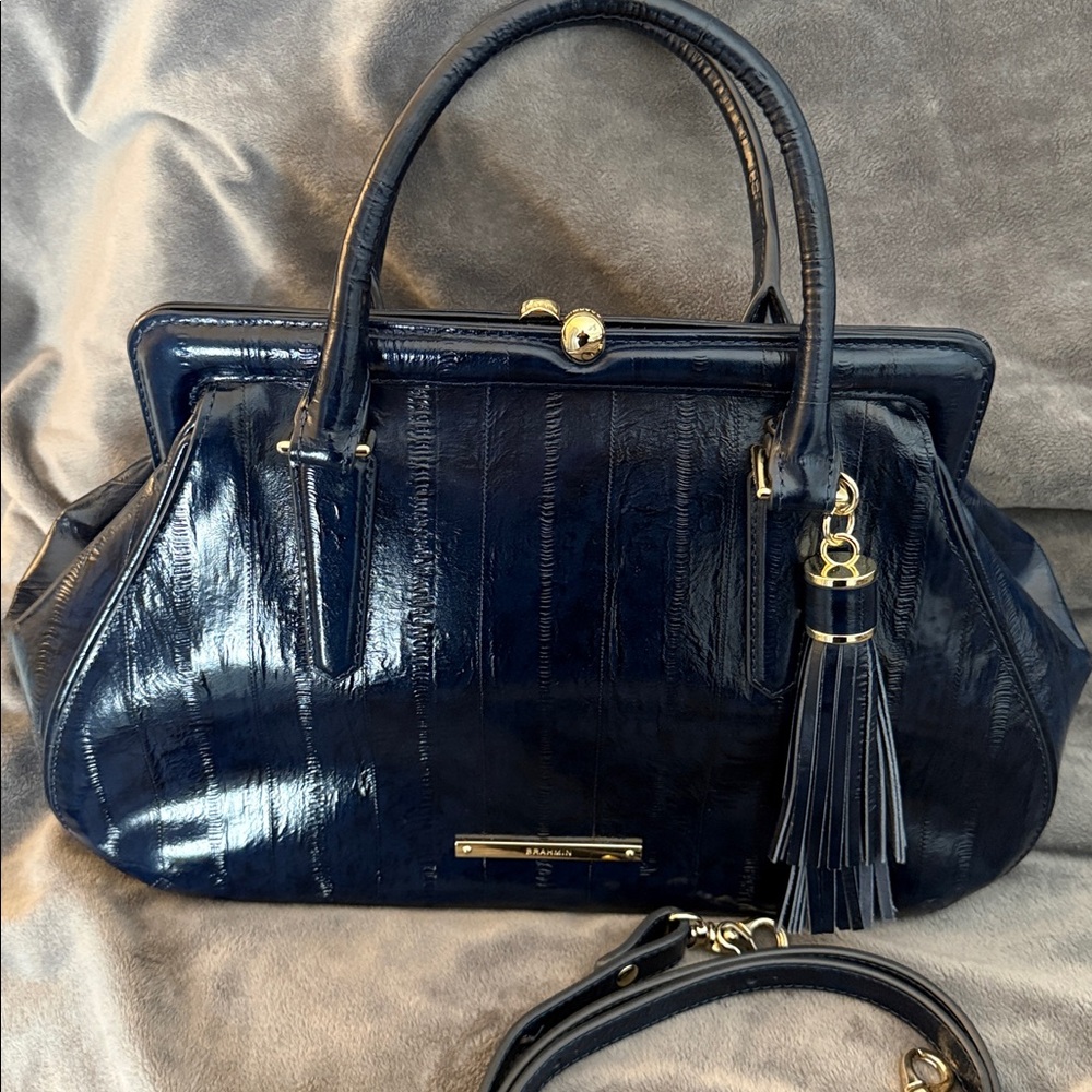 Brahmin navy blue snake print rear !